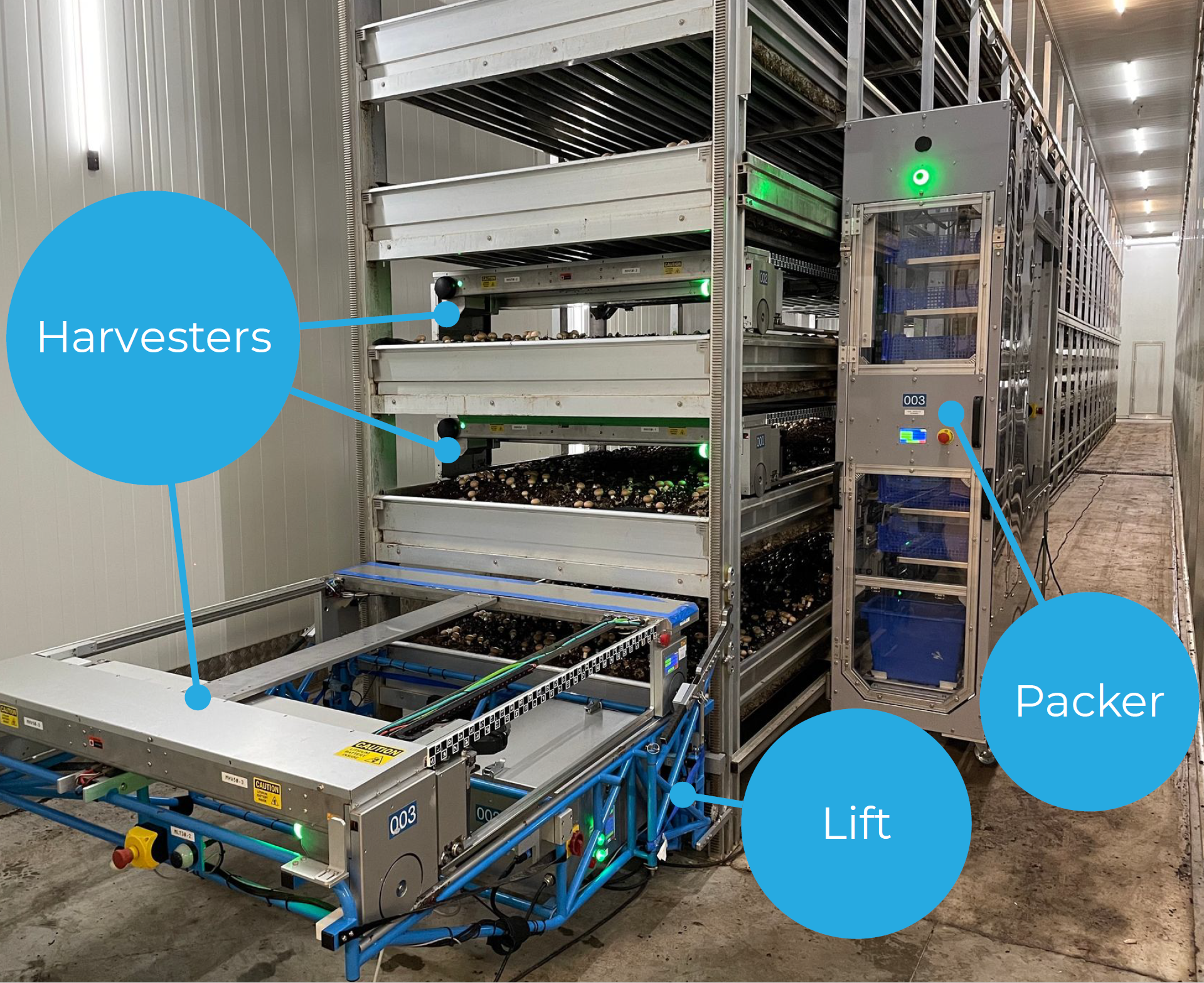 Multiple Shelf Harvesters Lift Packer ID
