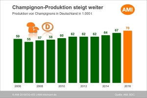 Alman mantar üretiminin artışı